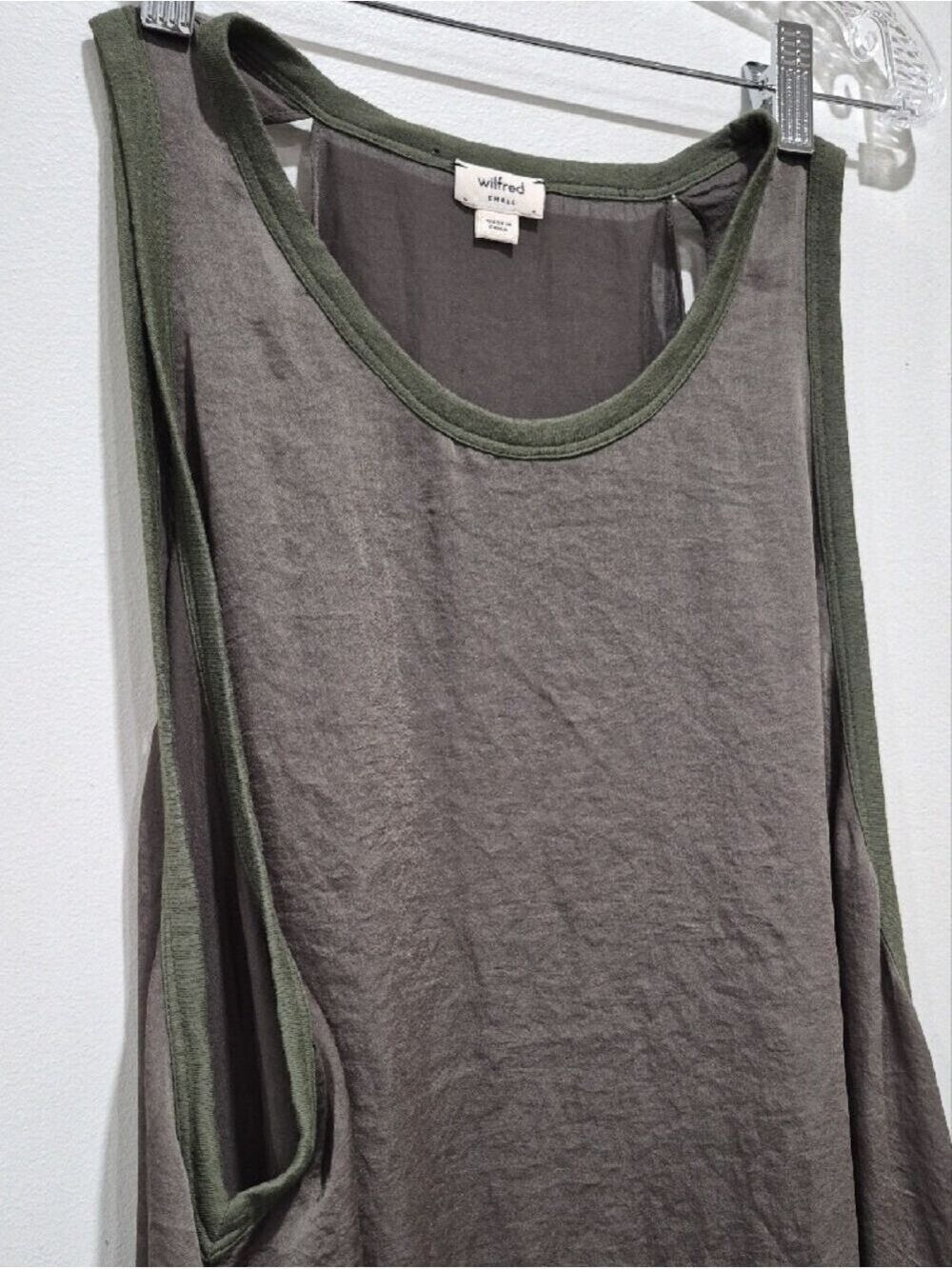 Wilfred Aritzia Olive Green Racerback Cutout Mini Dress - Size Small - Picture 4 of 8